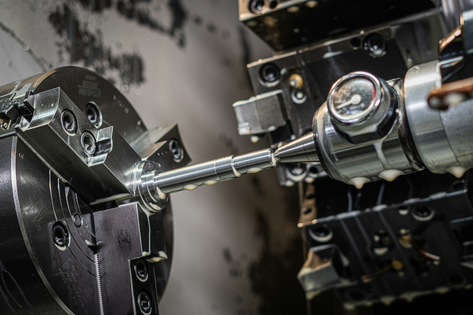 Close-up of precision-machined metal tooling components